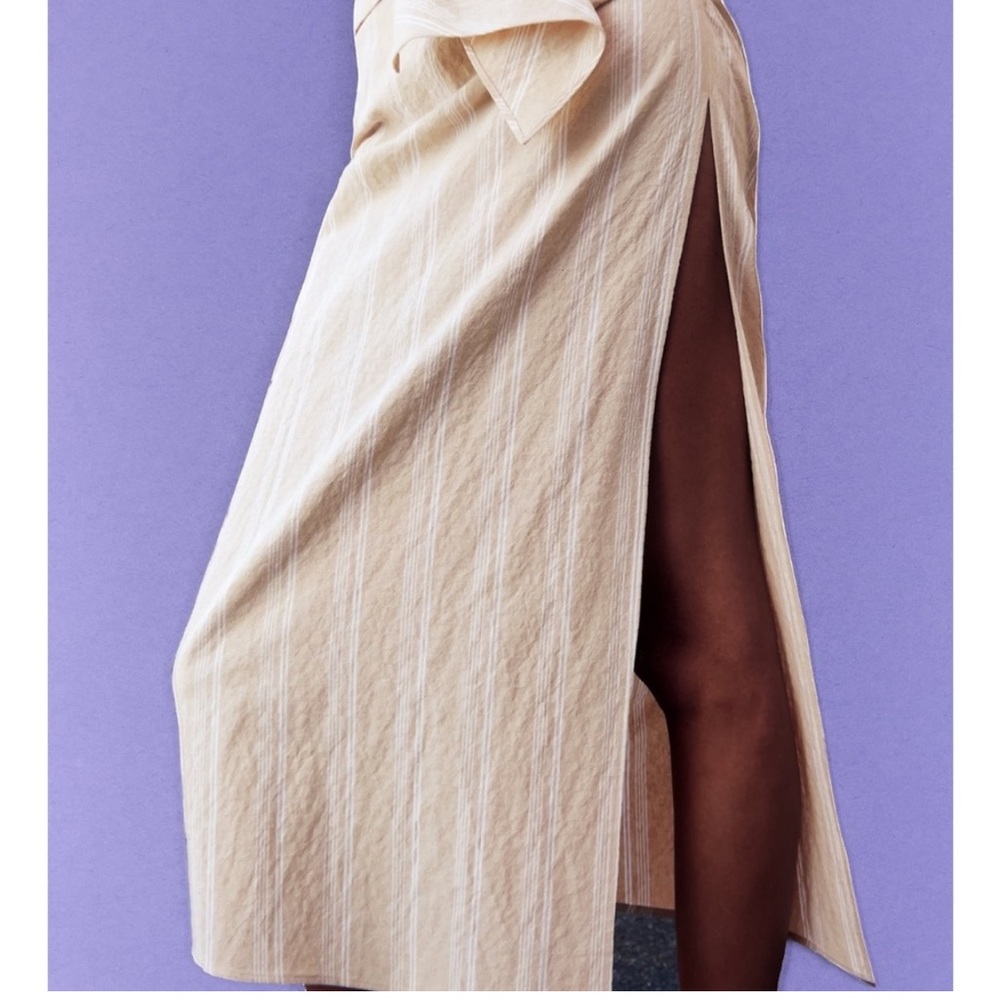 Zara Draped Striped Midi Skirt